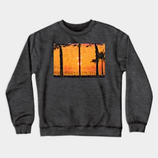 Ocean Sunset Behind A Palm Tree Crewneck Sweatshirt